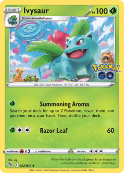 Ivysaur 002/078 Uncommon Pokemon GO Near Mint - Image 1