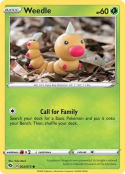 Weedle 002/073 Common Champion's Path Reverse Holo Near Mint - Image 1