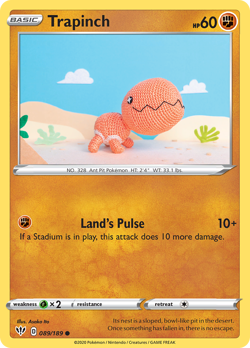 Trapinch 089/189 Common Darkness Ablaze Reverse Holo Near Mint - Image 1
