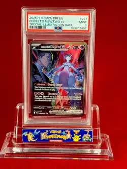 2025 POKEMON DRI EN-DESTINED RIVALS #231 TEAM ROCKET'S MEWTWO EX PSA 9 - Image 1