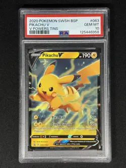 2020 Pokemon SWSH BSP Pikachu V Powers Tin Promo #063 SWSH063 PSA 10 - Image 1