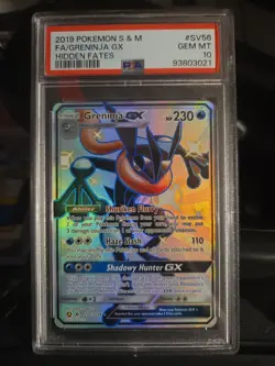 2019 POKEMON SUN & MOON HIDDEN FATES #SV56 FULL ART/GRENINJA GX PSA 10 - Image 3