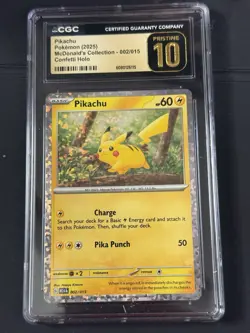 2025 POKEMON MCDONALD'S CONFETTI HOLO #002/015 PIKACHU CGC Pristine English Mint - Image 1
