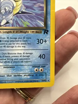 Damaged 20/82 Dark Blastoise Team Rocket Non-Holo Rare Pokemon TCG 2000 - Image 5