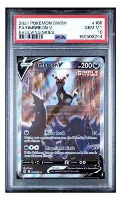 Pokemon Umbreon V Evolving Skies Full Alt Art #189 PSA 10 - Image 1