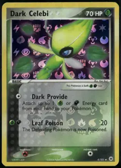 Dark Celebi 4/101 Reverse Holo Rare Hidden Legends LP Pokemon Card - Image 1