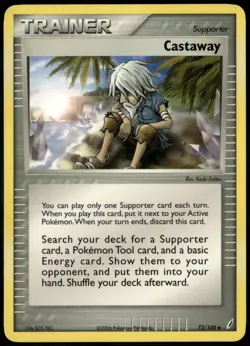 Castaway 72/100 Uncommon Crystal Guardians LP Pokemon Card - Image 1