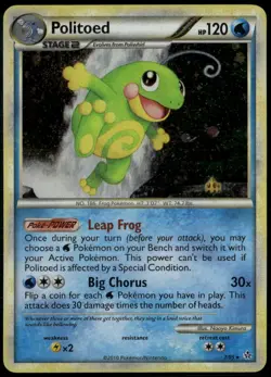 Politoed 7/95 Holo Rare HGSS Unleashed LP Pokemon Card - Image 1