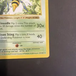 Beedrill 17/102 - Shadowless Base Set Non-Holo Rare Pokemon TCG WOTC 🐝 - Image 4