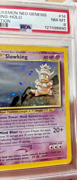 2000 Pokemon Neo Genesis 1st Edition Slowking "Fart Swirl" Holo ~ 14/111 ~ PSA 8 - Image 4