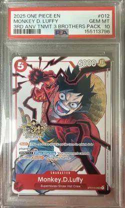 2025 ONE PIECE 3RD ANNIVERSARY TOURNAMENT 3 BROTHERS PACK MONKEY D. LUFFY PSA 10 - Image 1