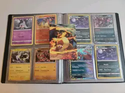 Pokemon Card Lot 4 Pocket Binder Filled W Cards Included W/ Charizard Theme Deck - Image 1