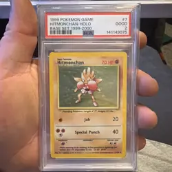 1999-2000 Pokemon Base Set Hitmonchan Holo #7 PSA 2 Good WOTC Vintage - Image 1