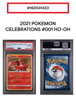 2021 Pokemon Ho-Oh Celebrations 001/025 Lot of 2 Graded PSA 8 NM-MT Holo Cards - Image 1