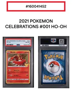 2021 Pokemon Ho-Oh Celebrations 001/025 Lot of 2 Graded PSA 8 NM-MT Holo Cards - Image 2