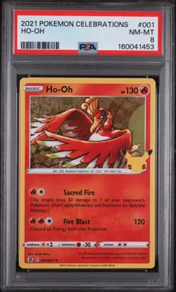 2021 Pokemon Ho-Oh Celebrations 001/025 Lot of 2 Graded PSA 8 NM-MT Holo Cards - Image 5