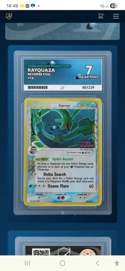 Rayquaza Holon Phantoms Reverse Holo Card 16/110 Delta Species Graded Ace 7 - Image 1
