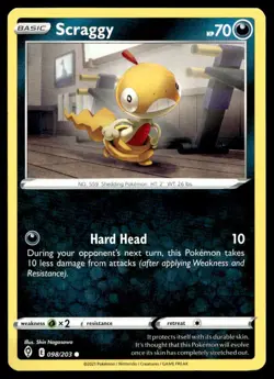 Scraggy 98/203 Pokemon Card Evolving Skies Common 70 HP Lightly Played JY - Image 1