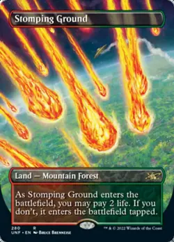 MTG Stomping Ground - Foil - Borderless, Light Play, English Unfinity - Image 1
