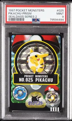 1997 POCKET MONSTERS SEALDASS SERIES 2 #025 PIKACHU-PRISM PSA 9 - Image 1