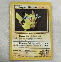 Pokemon TCG Lt. Surge's Pikachu 81/132 Gym Heroes WOTC English Unlimited 50 HP - Image 1
