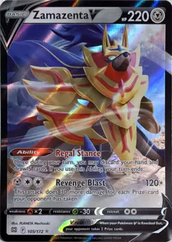 Pokemon TCG Zamazenta V 105/172 Holofoil SWSH09: Brilliant Stars - Image 1