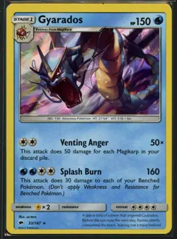 Gyarados 33/147 Holo Rare Burning Shadows Pokemon Near Mint - Image 1