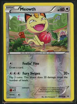 Meowth 67/108 Common Roaring Skies Pokemon Reverse Holo Near Mint - Image 1