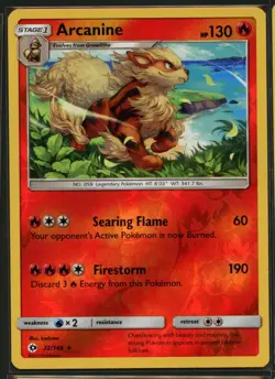 Arcanine 22/149 Holo Rare SM Base Set Pokemon Reverse Holo Near Mint - Image 1
