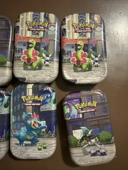 Lot of 10 Empty Pokemon TCG Mini Tins - Lumiose city with art & stickers - Image 2