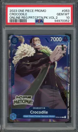 PSA 10 Crocodile (2023 Offline Regional Participant) OP02-053 EN One Piece B13 - Image 1