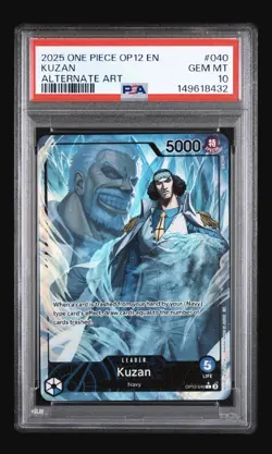 2025 KUZAN One Piece OP12-040 Leader Alt Art Legacy of the Master PSA 10 GEM MT - Image 1