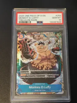 One Piece TCG Monkey.D.Luffy OP11-058 TR - Carrying On His Will - English PSA 10 - Image 1