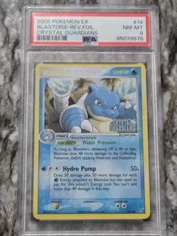 Pokemon TCG Blastoise EX Crystal Guardians Reverse Holo Card 14/100 PSA 8 - Image 1