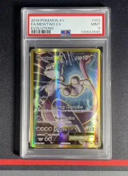 Pokemon Card PSA 9 MINT: Mewtwo EX Full Art 103/108 XY-Evolutions 2016 - Image 1