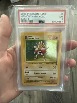 2000 POKEMON BASE SET 2 #8 HITMONCHAN-HOLO PSA 7 Graded Card Slabbed 8/130 - Image 2
