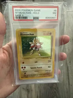 2000 POKEMON BASE SET 2 #8 HITMONCHAN-HOLO PSA 7 Graded Card Slabbed 8/130 - Image 3