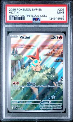 2025 Pokemon SVP EN-SV Black Star Promo 208 Victini Illustration Rare PSA 9 - Image 1