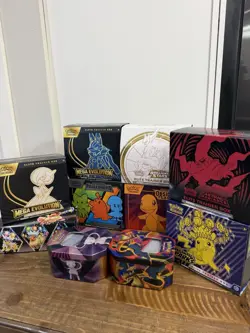 Pokemon Collection Lot ETBS tins HOLOS Cards Accessories Bulk Collection - Image 1