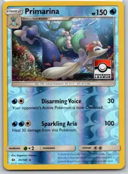 Primarina (Pokemon League) 41/149 League & Championship Cards Reverse Holo NM - Image 1