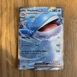 POKEMON card - WAILORD EX - 016/084 DOUBLE RARE HOLO PITCH BLACK - Image 1