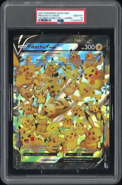 PSA 10 - 2021 POKEMON SWSH BLACK STAR PROMO PIKACHU V-UNION JUMBO - Image 1
