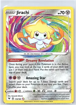 JIRACHI 119/185 AMAZING RARE VIVID VOLTAGE POKEMON HOLO NEAR MINT - Image 1