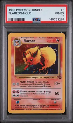 1999 POKEMON JUNGLE #3 FLAREON-HOLO PSA 4 - Image 1
