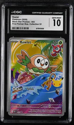 Rowlet #043 First Partner Black Star Promo CGC 10 Gem Mint - Image 1