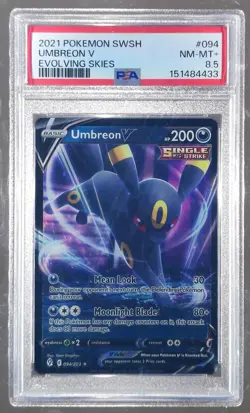 -POP = 2 = 2021 POKEMON SWORD & SHIELD EVOLVING SKIES #094 UMBREON V PSA 8.5 - Image 1