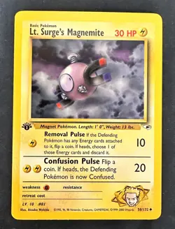Pokemon 2000 Gym Heroes 1st ED LT. SURGE'S MAGNEMITE 50/132 NM - never played - Image 1