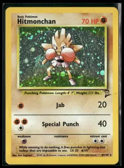 Hitmonchan 8/130 Holo Rare Base Set 2 Pokemon Damaged - Image 1