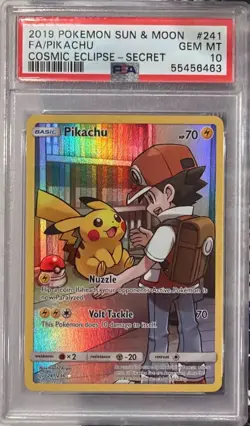 2019 Pokemon Sun & Moon FA/Pikachu Cosmic Eclipse-Secret 241/236 PSA 10 Gem Mint - Image 1
