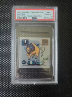1999 Amada Pokemon JPN Tauros. Super DX Gold Sticker PSA 10 - Image 1